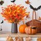 12 Bundles Artificial Fall Flowers (Orange Eucalyptus) 12.4"D x 2.3"W x 3.5"H